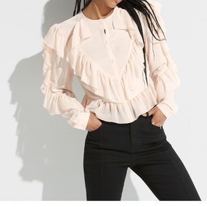 K/ lab-Ruffle Design Long Sleeve/Short Length Top